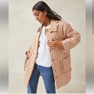 Loeffler Randall Fox Amber Gingham Quilted Brown Check Coat